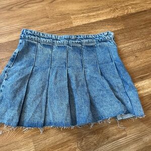 Zara Denim Pleated Skirt